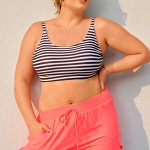 Striped Black and White Swim Top
